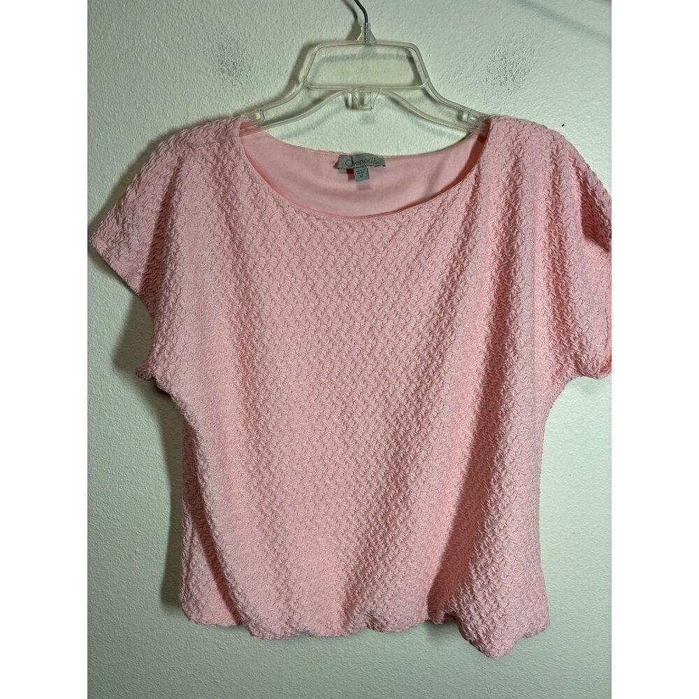 Chenault Blouse Business Casual Boho Textured Top Shirt Pink Size Medium